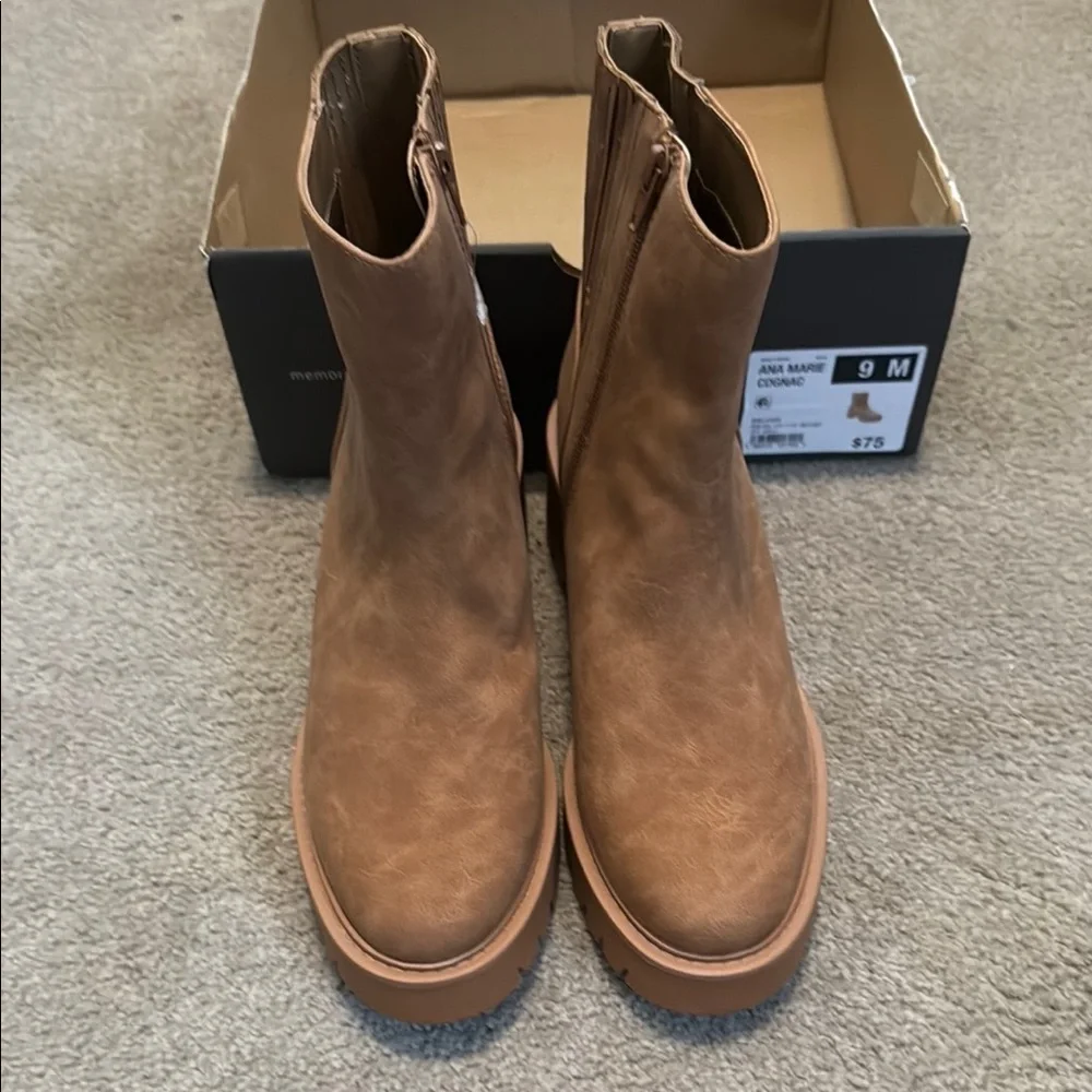 New a.n.a Tan Ankle Boots with Zipper Panels